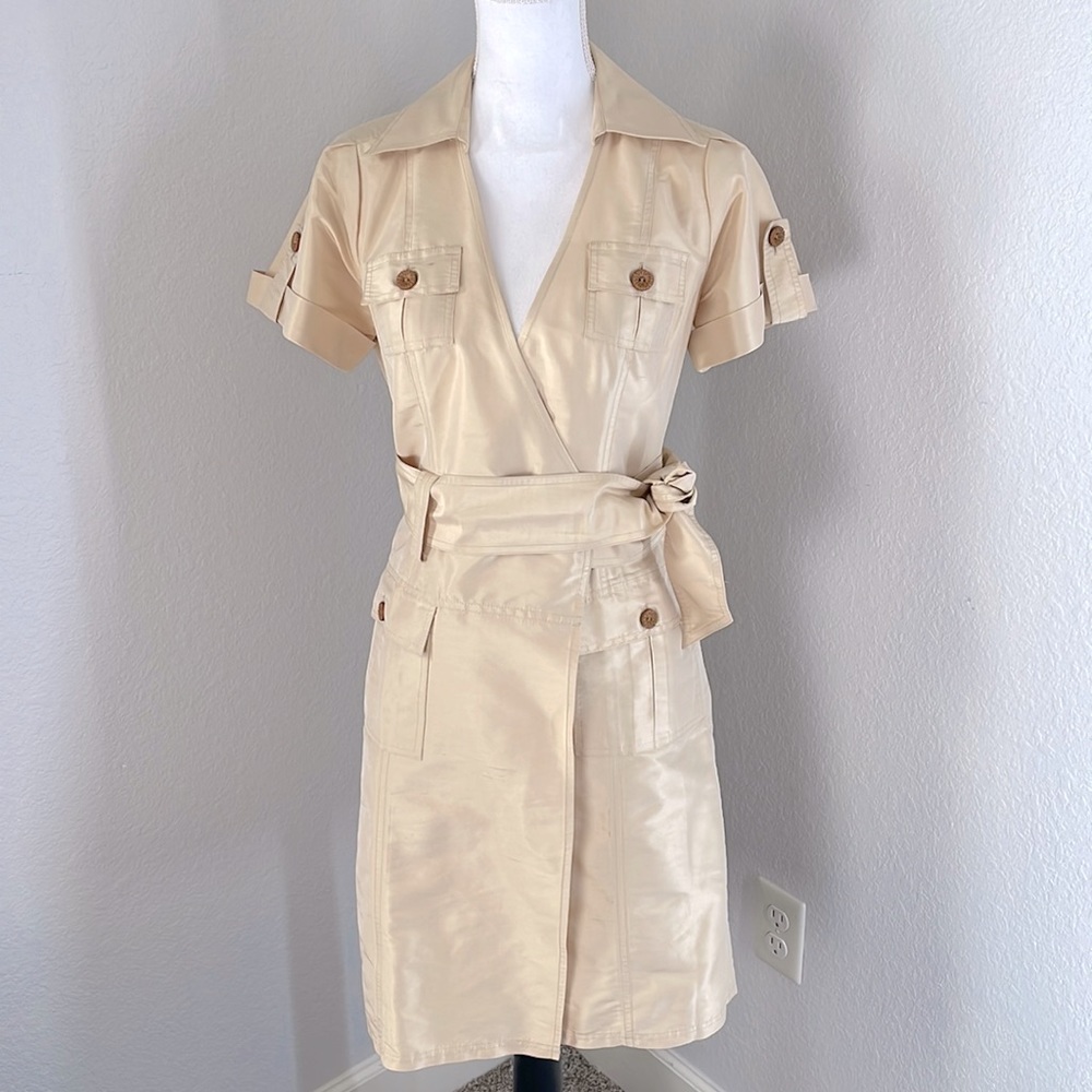 Diane Von Furstenberg nude silk midi length wrap dress women’s size 6